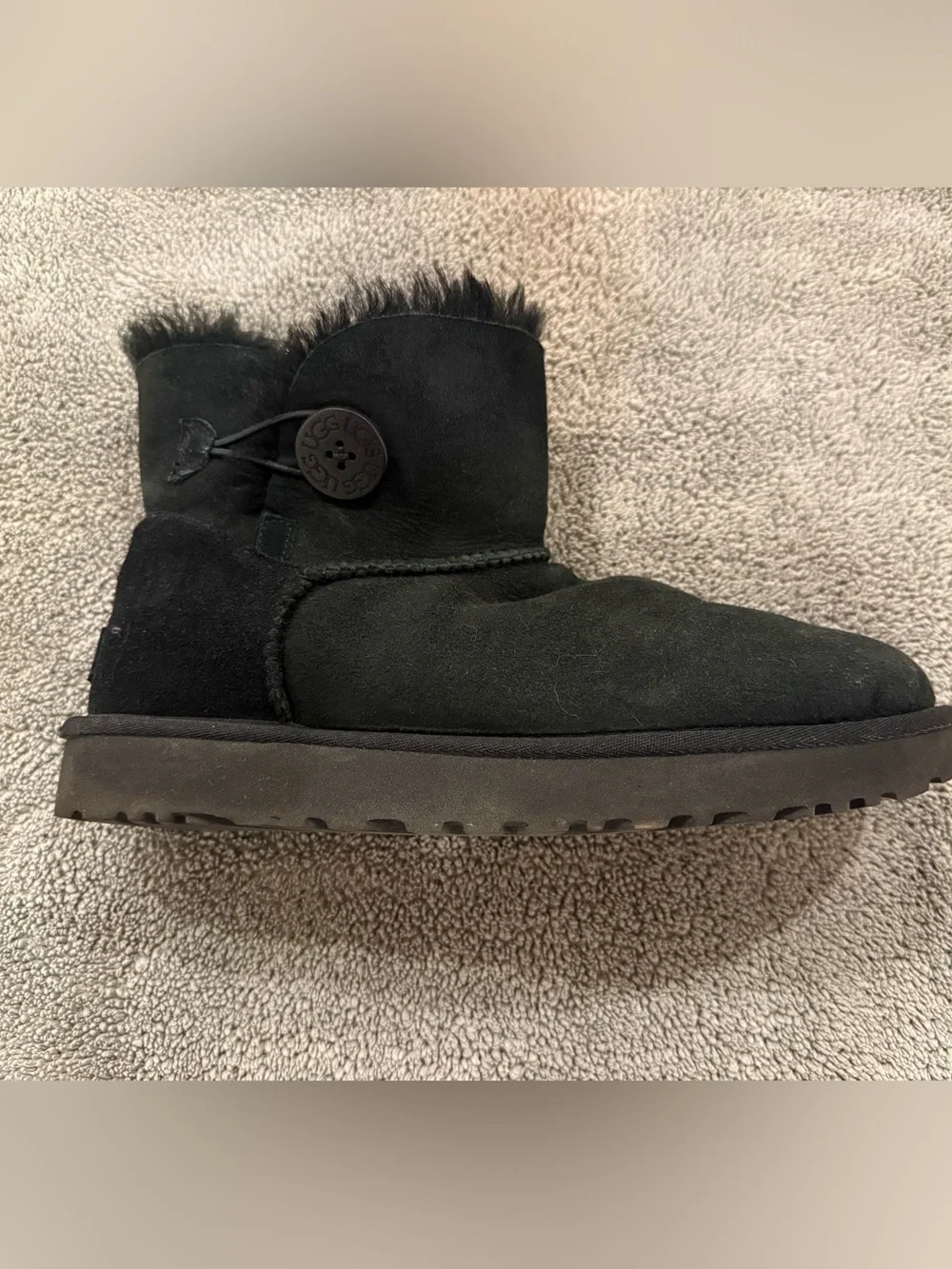 UGG Black Suede Shearling Ankle Boots